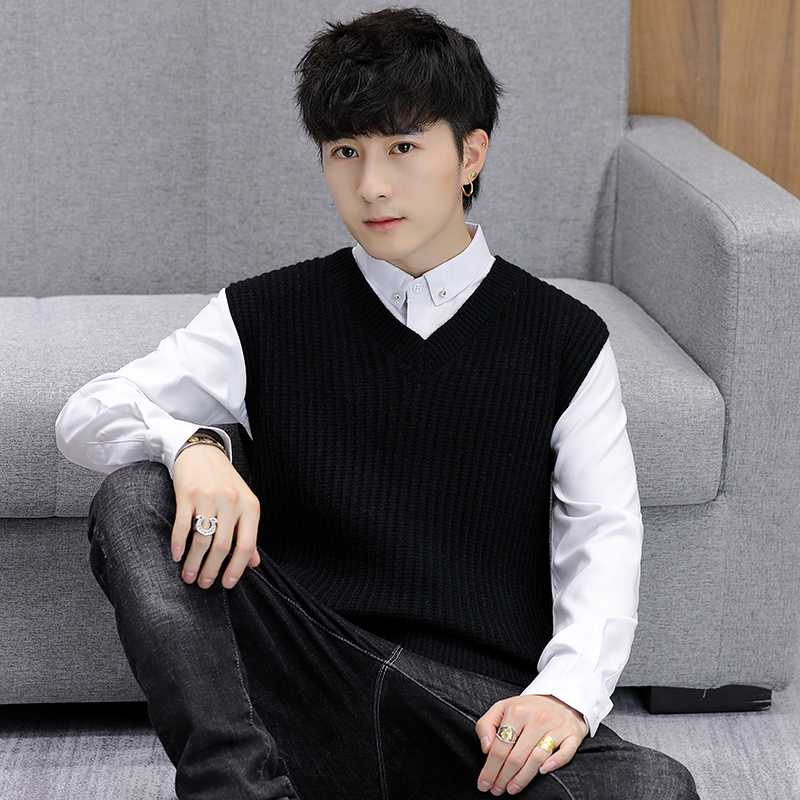 メンズ ベスト 縦リブ編み ニットベスト メンズ