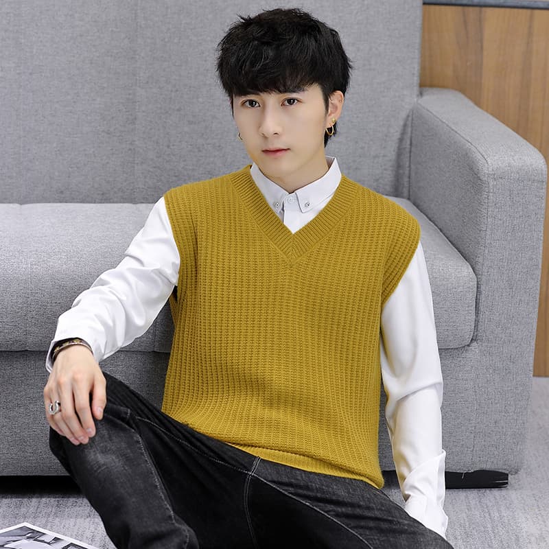 メンズ ベスト 縦リブ編み ニットベスト メンズ