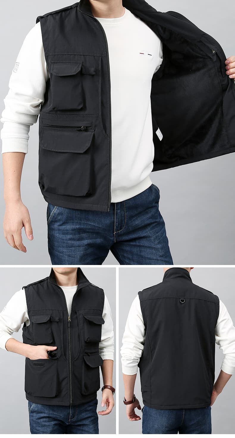 ベスト メンズ  ナイロン多機能ポケット実用ベスト