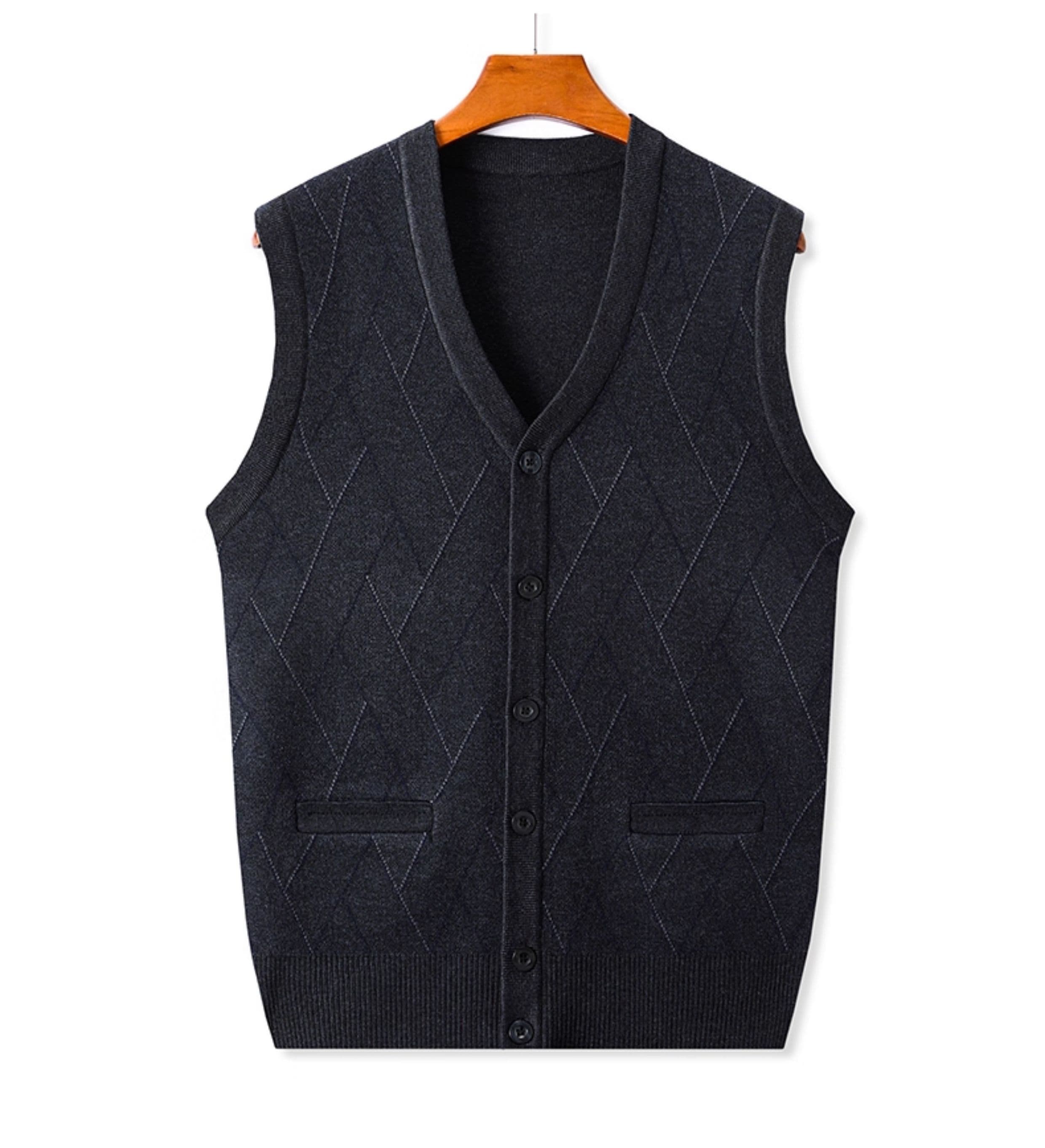 ベスト メンズ 菱形模様の上質ニットベスト