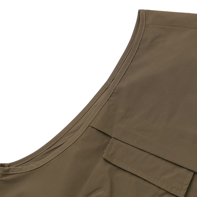 メンズ ベスト 多機能ポケット付きアウトドアベスト アーミーグリーン ナイロン