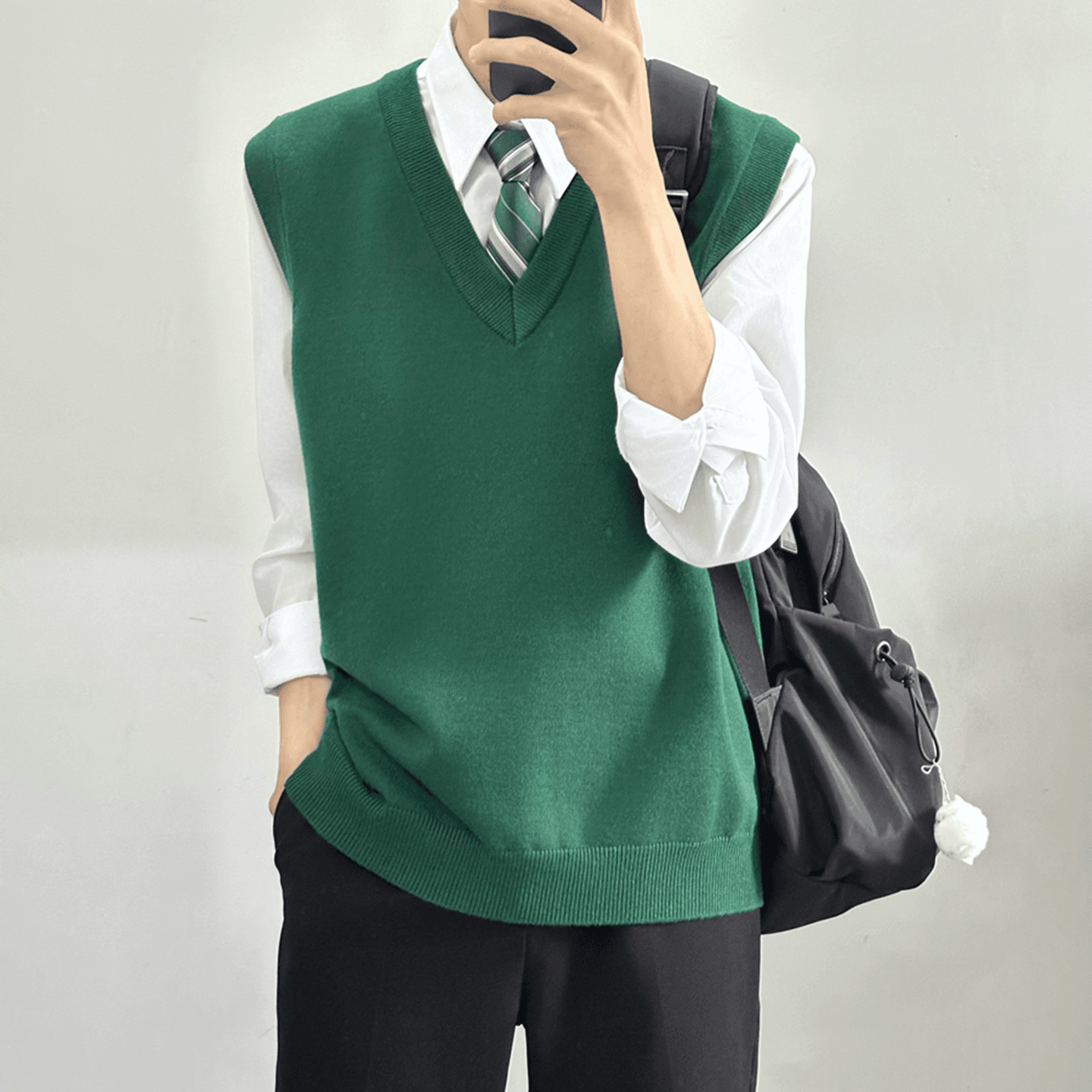 ベスト メンズ ニット シンプル学院風ベストニット