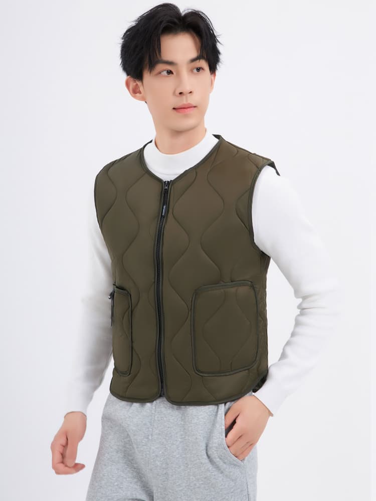 ベスト メンズ ダウン 波型キルティングインナーベスト