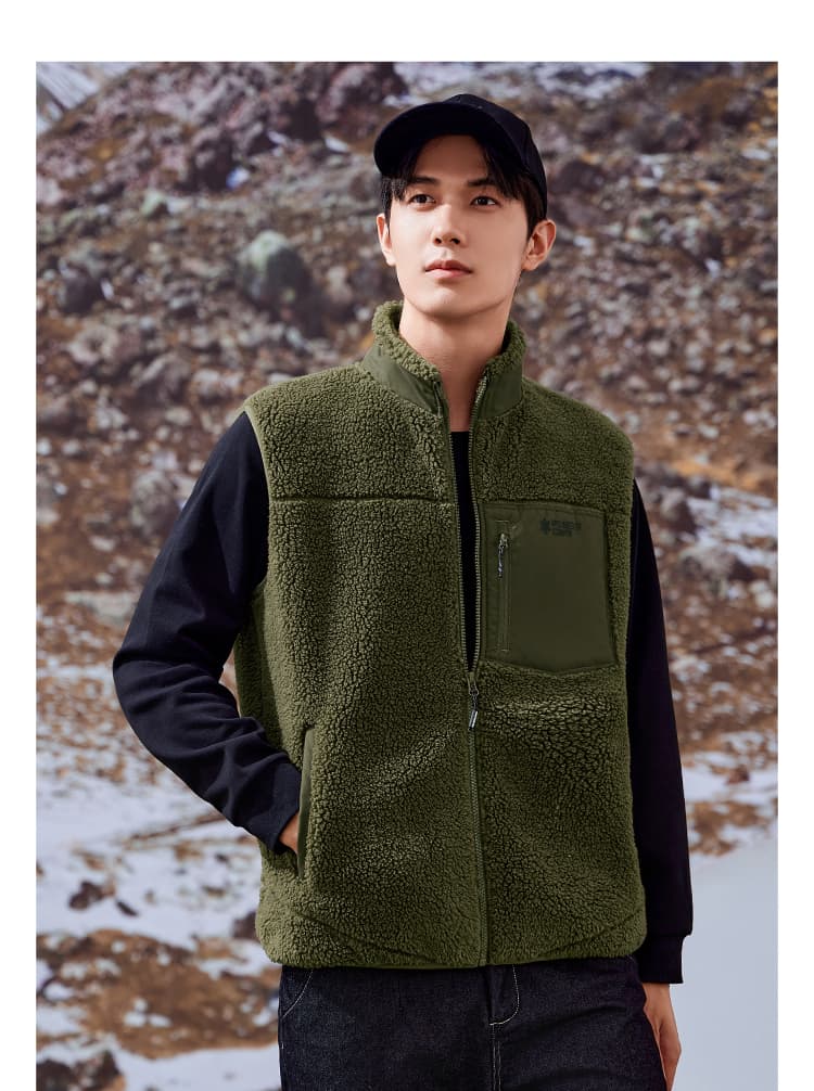 ベスト メンズ フリース もこもこ立ち襟