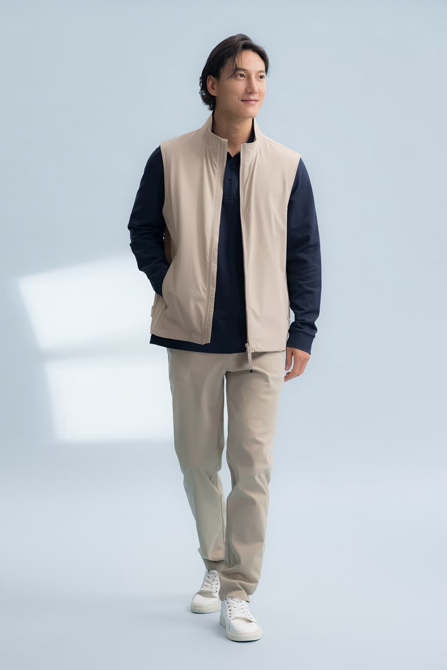 ベスト メンズ ナイロン スタンドカラー ミニマル ベスト
