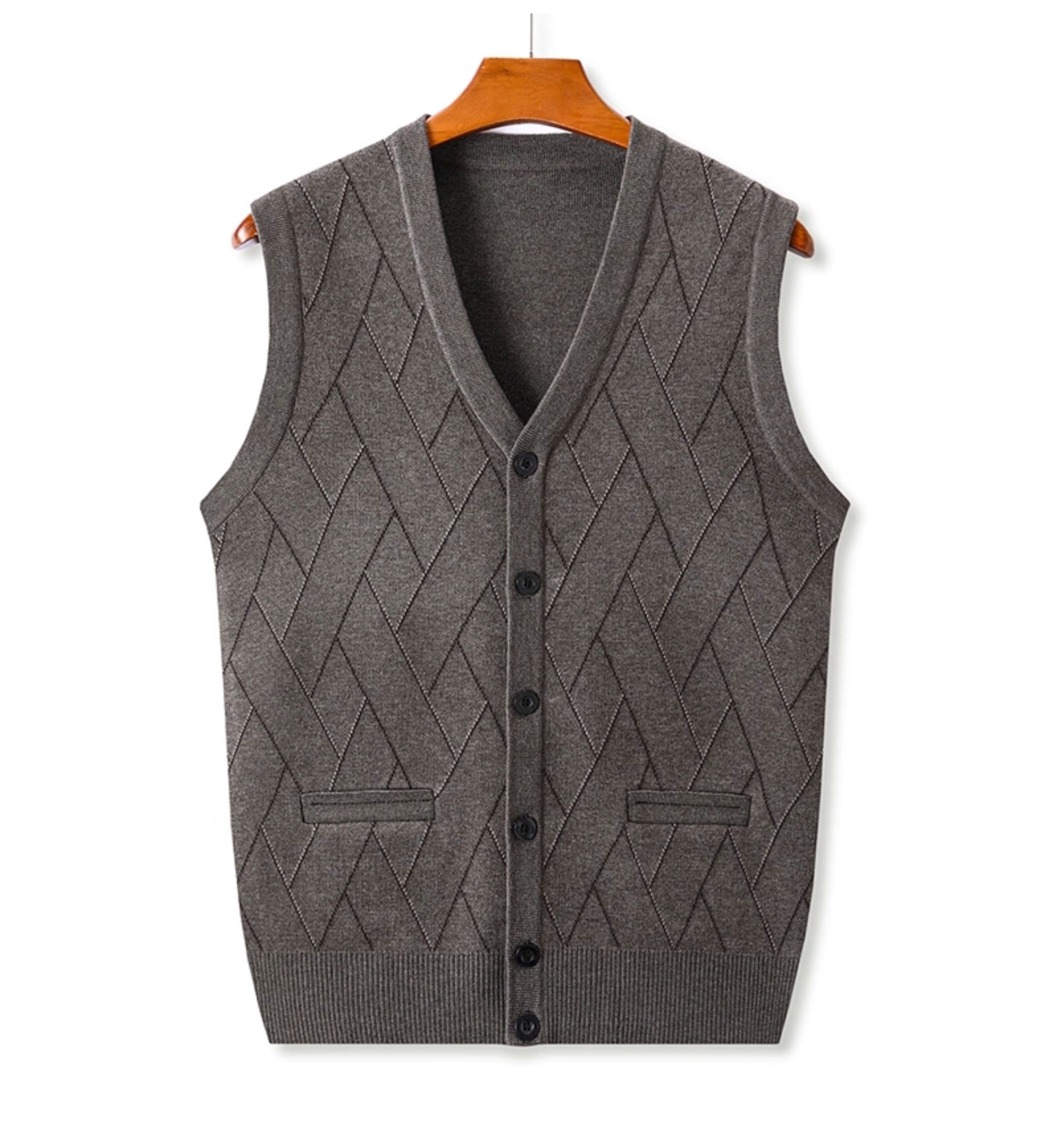 ベスト メンズ 菱形模様の上質ニットベスト