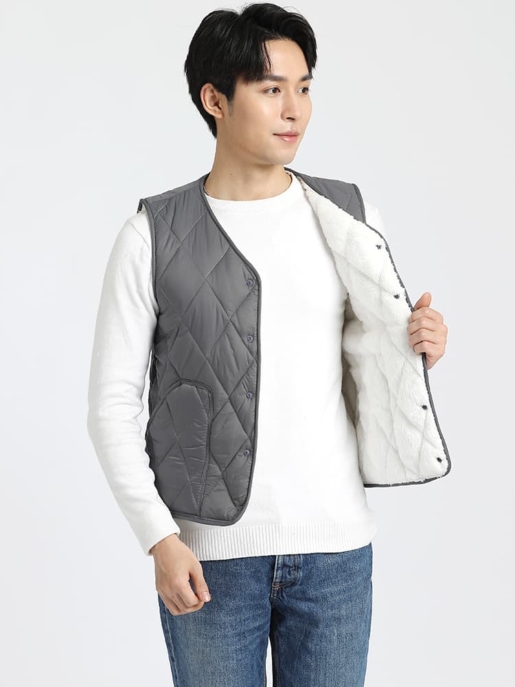 ベスト メンズ 軽量キルティングボアベスト
