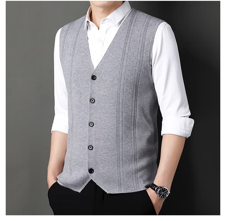 ベスト メンズ  ニット 上質縦柄デザイン