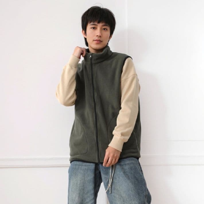 ベスト メンズ フリース あったか立ち襟ジップアップ