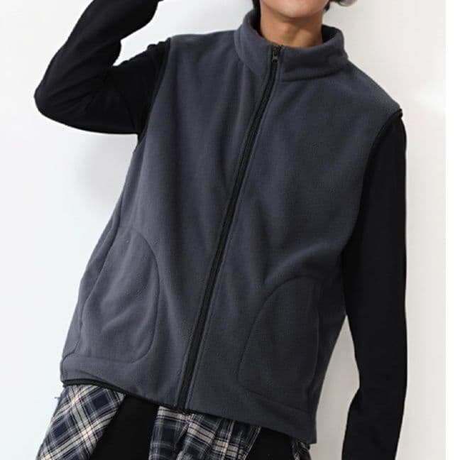 ベスト メンズ フリース あったか立ち襟ジップアップ