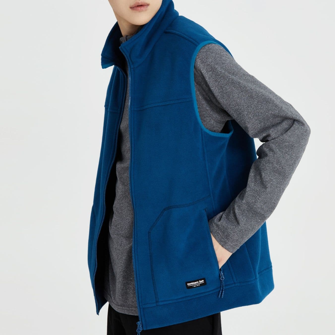 ベスト メンズ フリース スタンドカラー