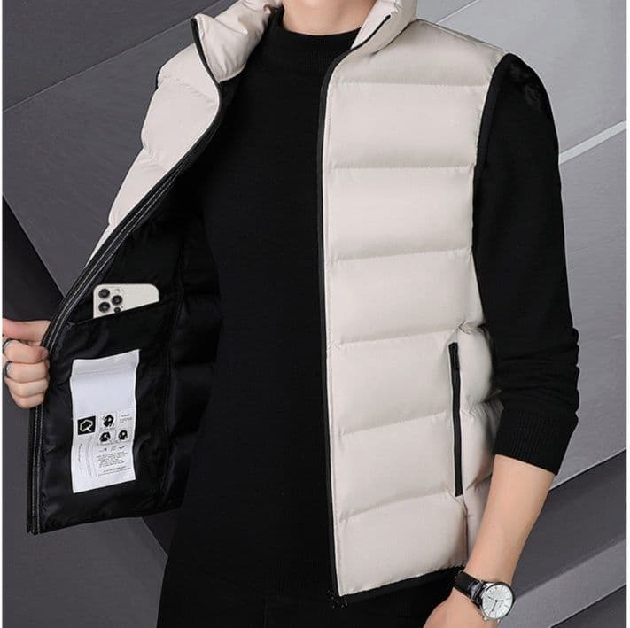 ベスト メンズ ダウン スタンドカラー 軽量ダウンベスト