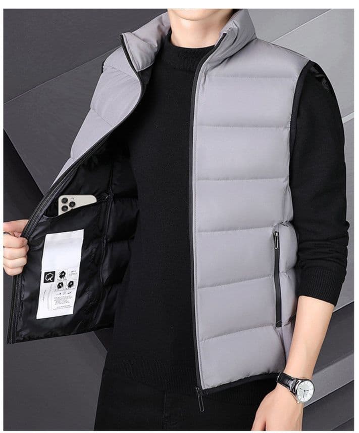 ベスト メンズ ダウン スタンドカラー 軽量ダウンベスト