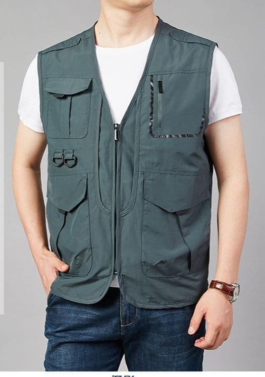 ベスト メンズ ナイロン マルチポケット機能性ベスト