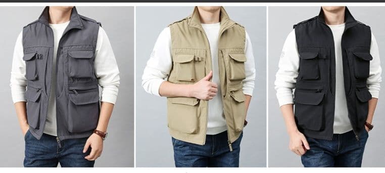 ベスト メンズ  ナイロン多機能ポケット実用ベスト