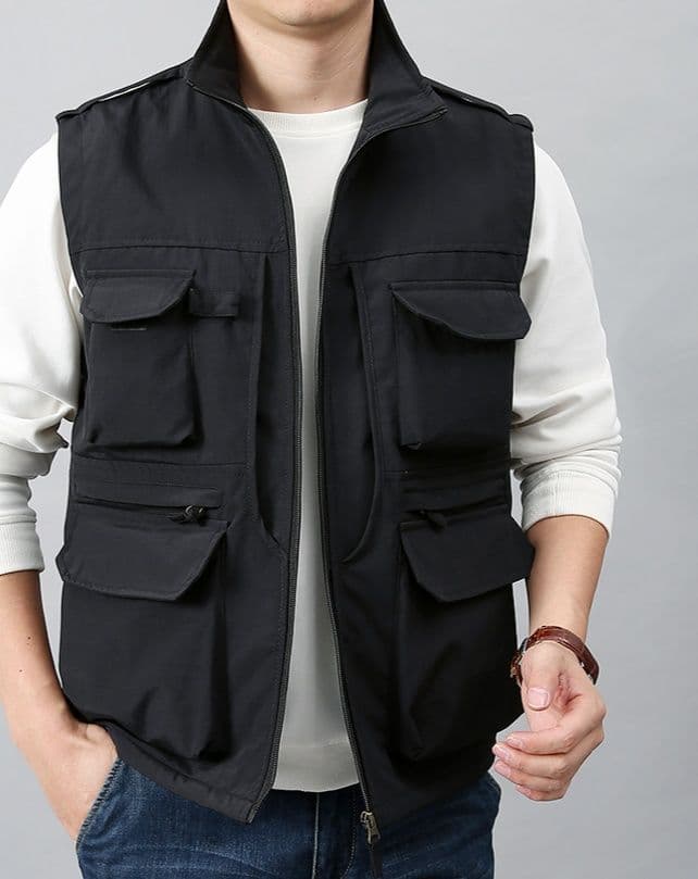 ベスト メンズ  ナイロン多機能ポケット実用ベスト