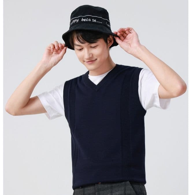 ベスト メンズ ニット 上質シルエット Vネックニットベスト