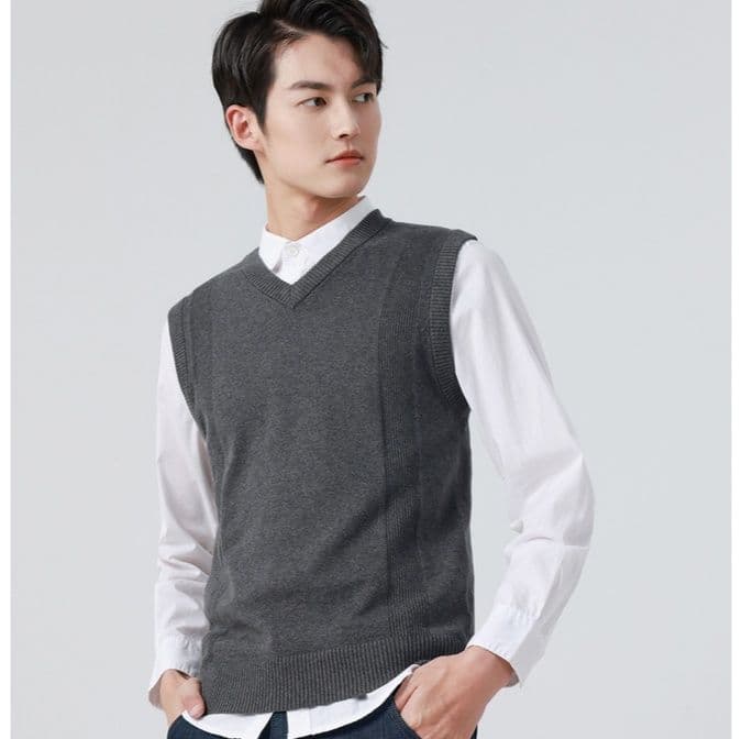 ベスト メンズ ニット 上質シルエット Vネックニットベスト