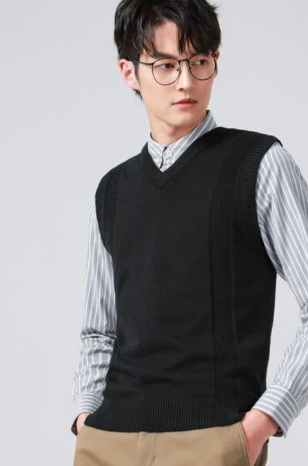 ベスト メンズ ニット 上質シルエット Vネックニットベスト