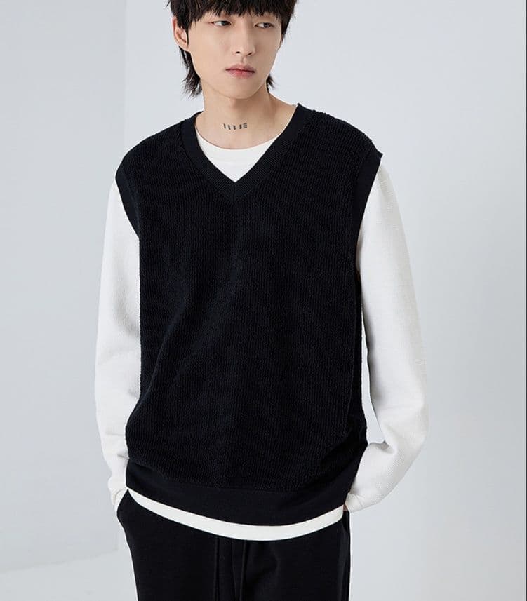 ベスト メンズ ニット シンプル上質ベストニット