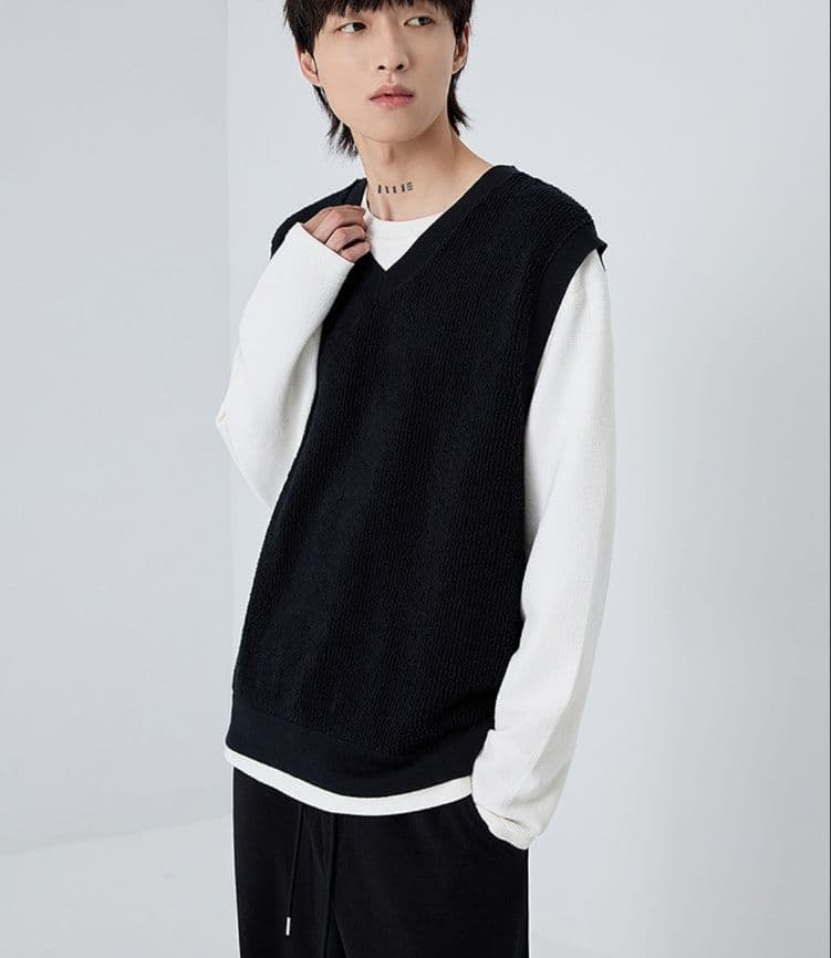ベスト メンズ ニット シンプル上質ベストニット