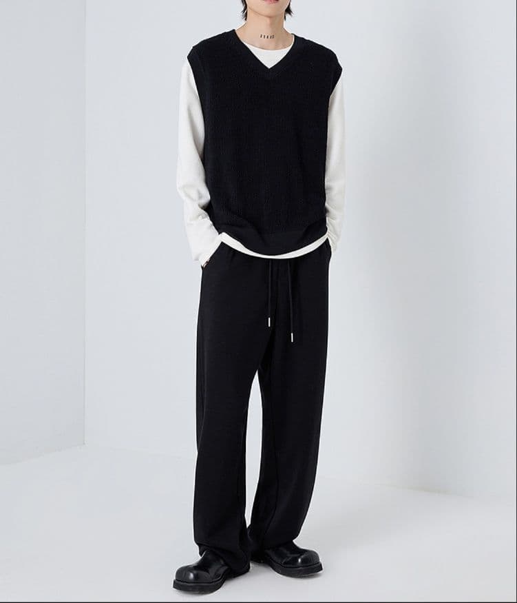 ベスト メンズ ニット シンプル上質ベストニット