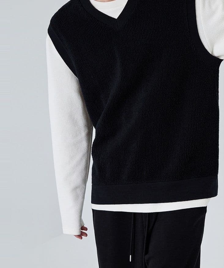 ベスト メンズ ニット シンプル上質ベストニット