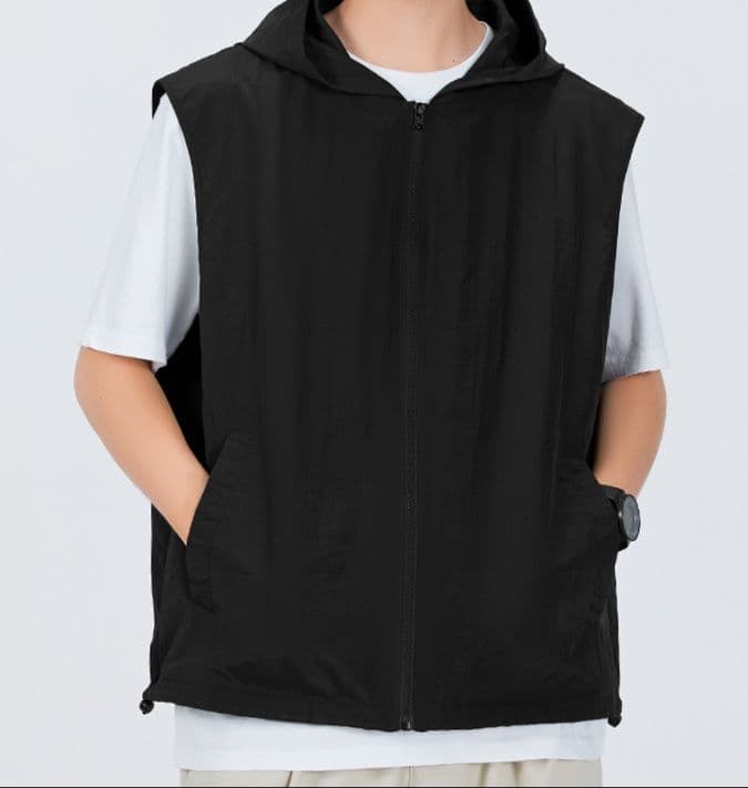 ベスト メンズ ナイロン フード付き軽量ナイロンベスト