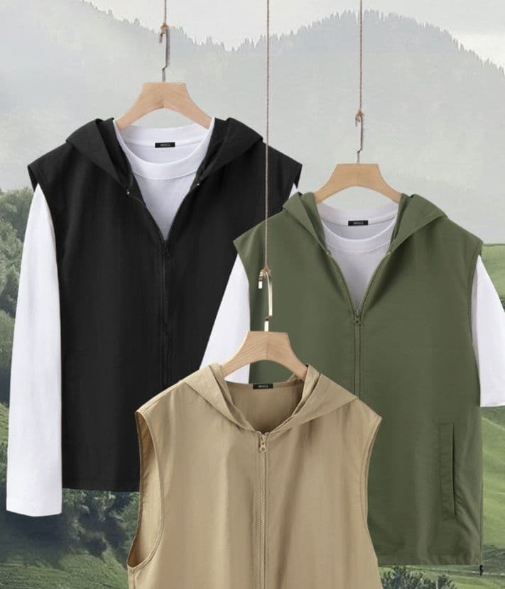 ベスト メンズ ナイロン フード付き軽量ナイロンベスト