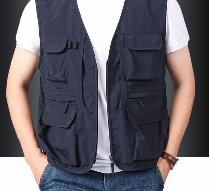 ベスト メンズ ナイロン 多機能ポケット実用ベスト