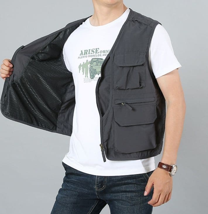 ベスト メンズ ナイロン 多機能ポケット実用ベスト