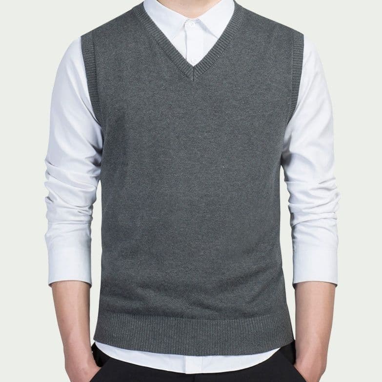 ベスト メンズ 上品な大人の装いを演出するブイネックニットベスト