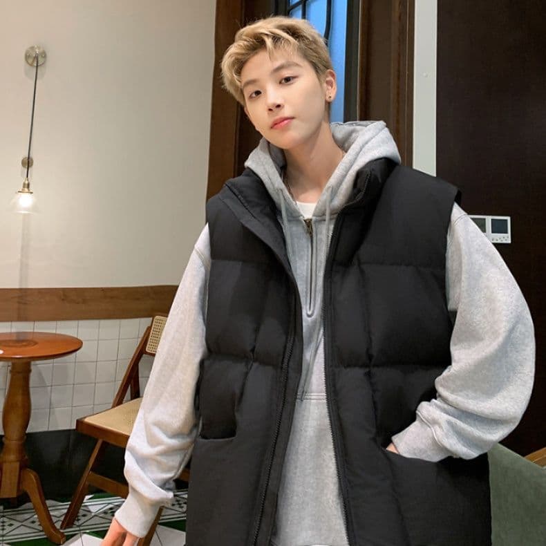 ベスト　メンズ 軽量保温中綿入りノースリーブダウンベスト