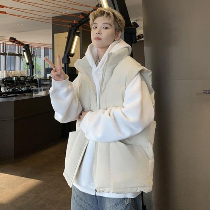 ベスト　メンズ 軽量保温中綿入りノースリーブダウンベスト