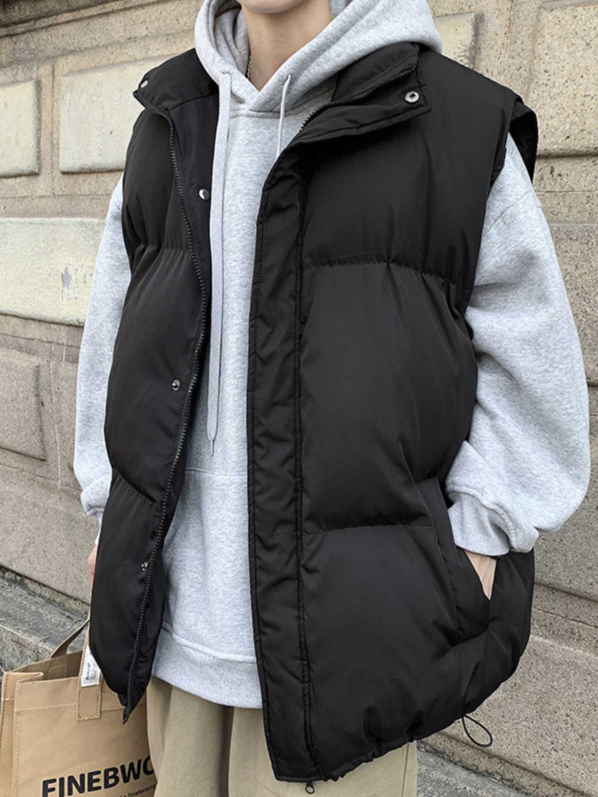 ベスト メンズ ダウン シンプル厚手ボリュームダウンベスト