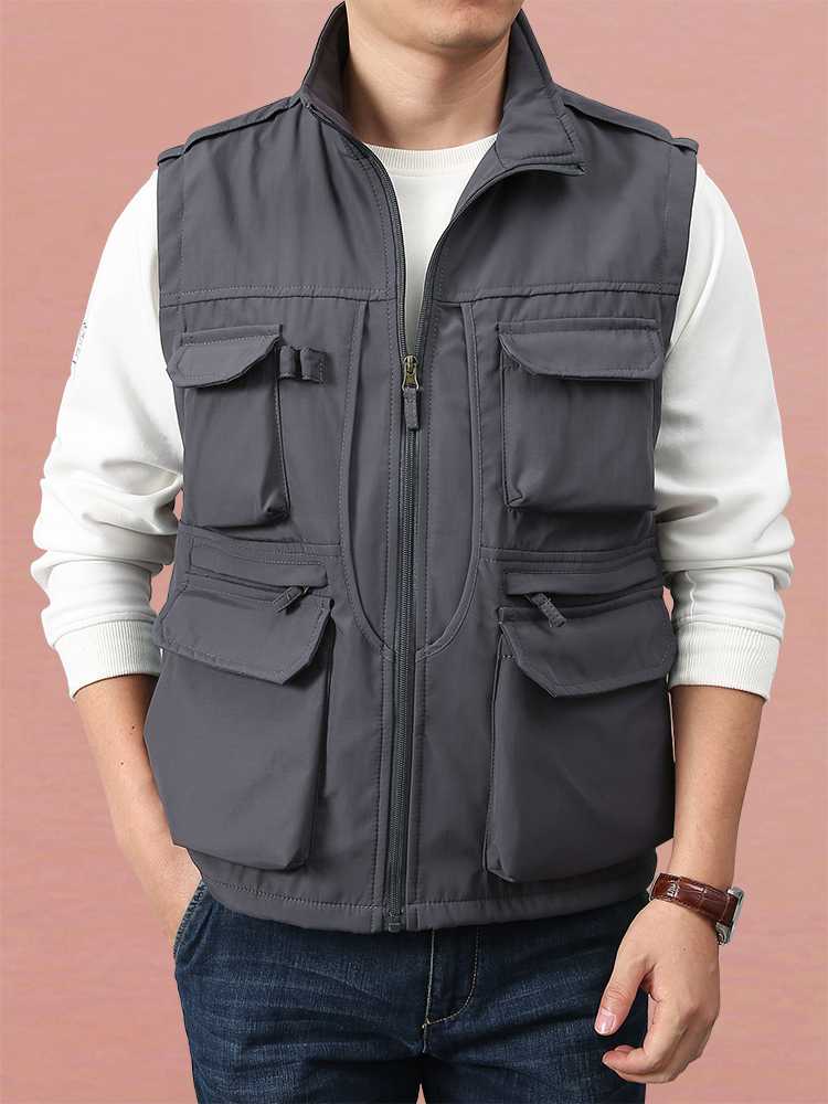 ベスト メンズ  ナイロン多機能ポケット実用ベスト