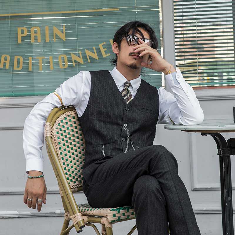 ベスト メンズ スーツ クラシックストライプ フォーマルベスト