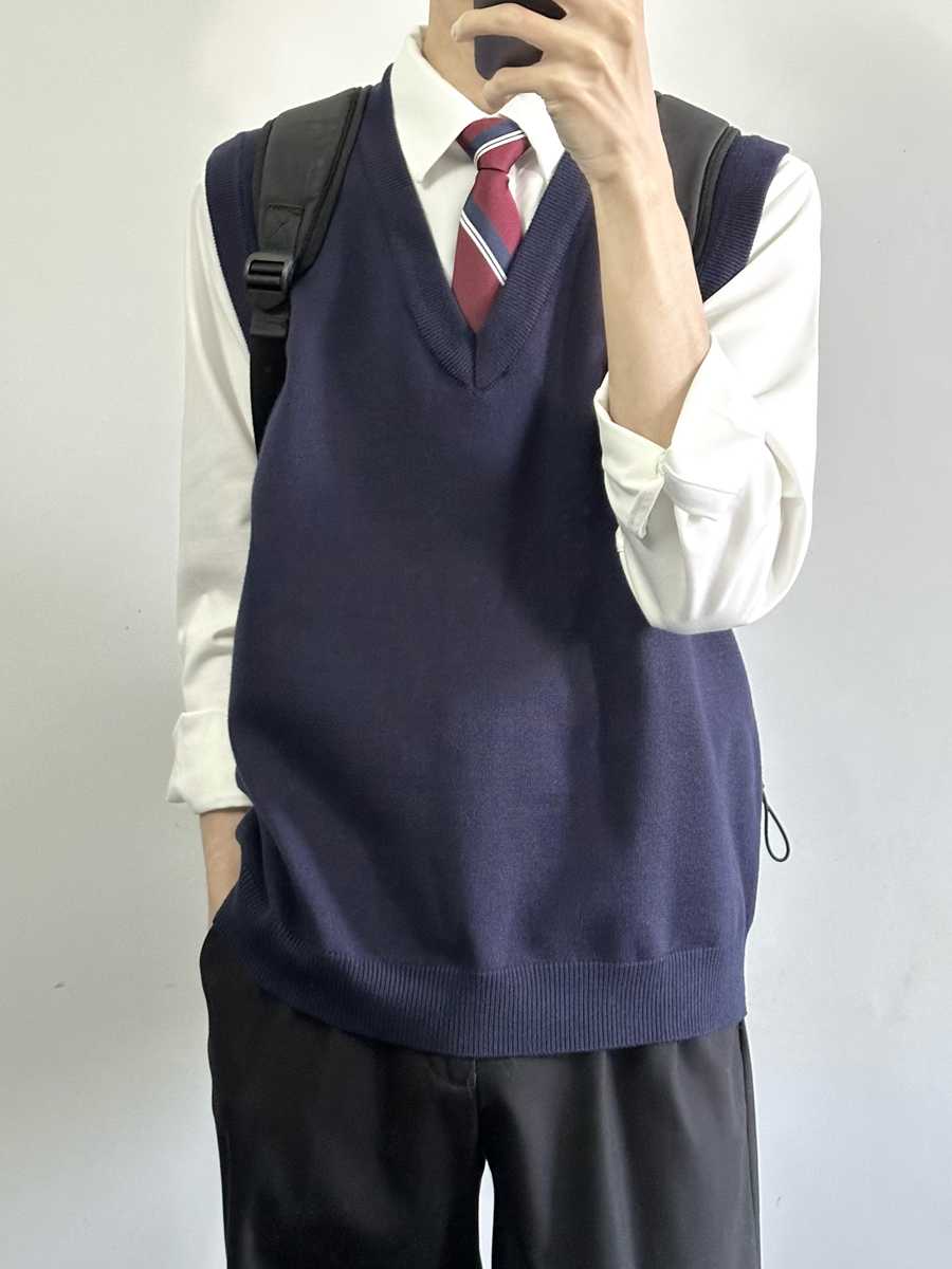 ベスト メンズ ニット シンプル学院風ベストニット