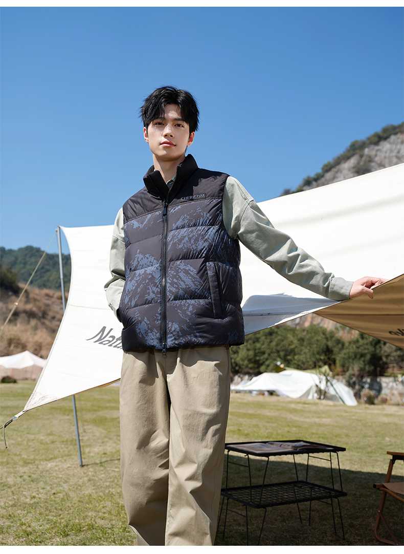 ベスト メンズ ダウン 機能性バイカラーダウンベスト