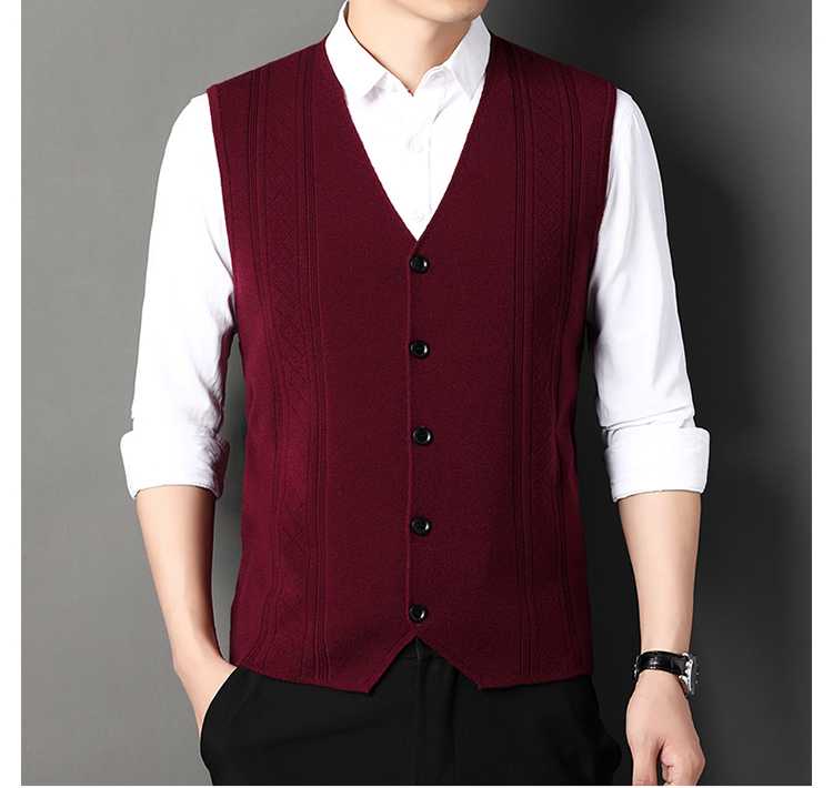 ベスト メンズ  ニット 上質縦柄デザイン