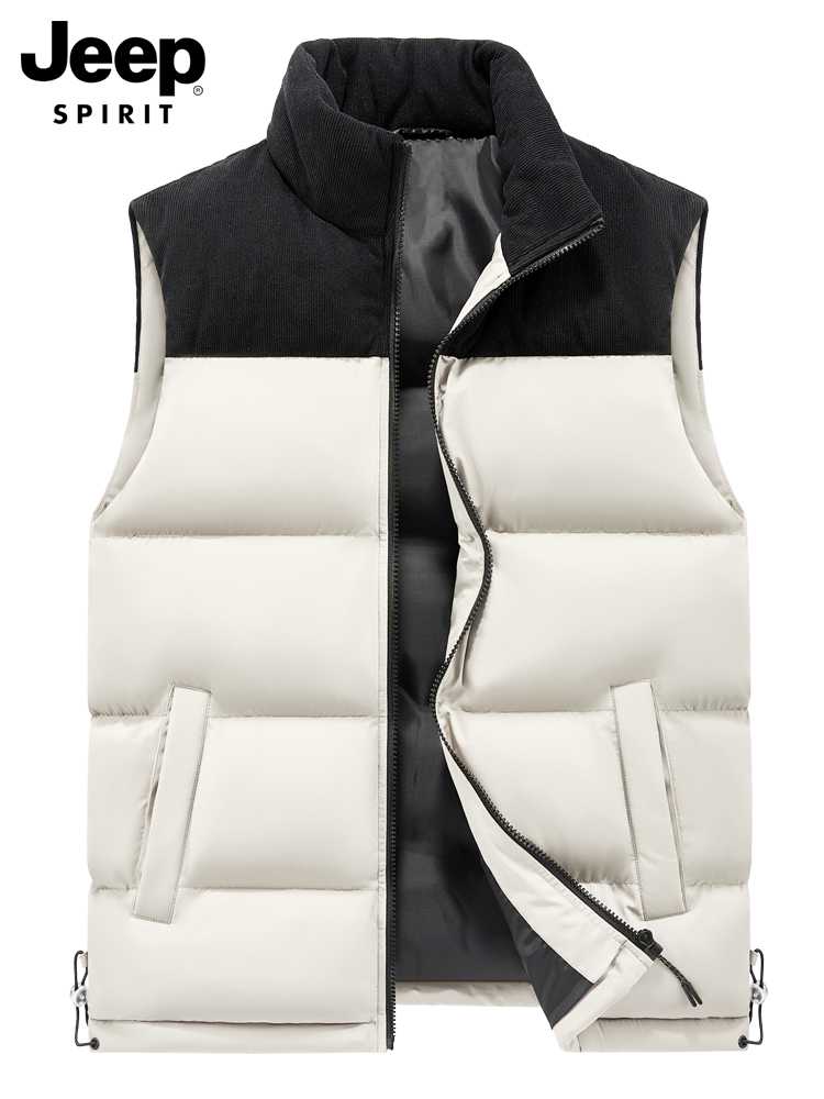 ベスト メンズ 切り替えハイネックダウンベスト