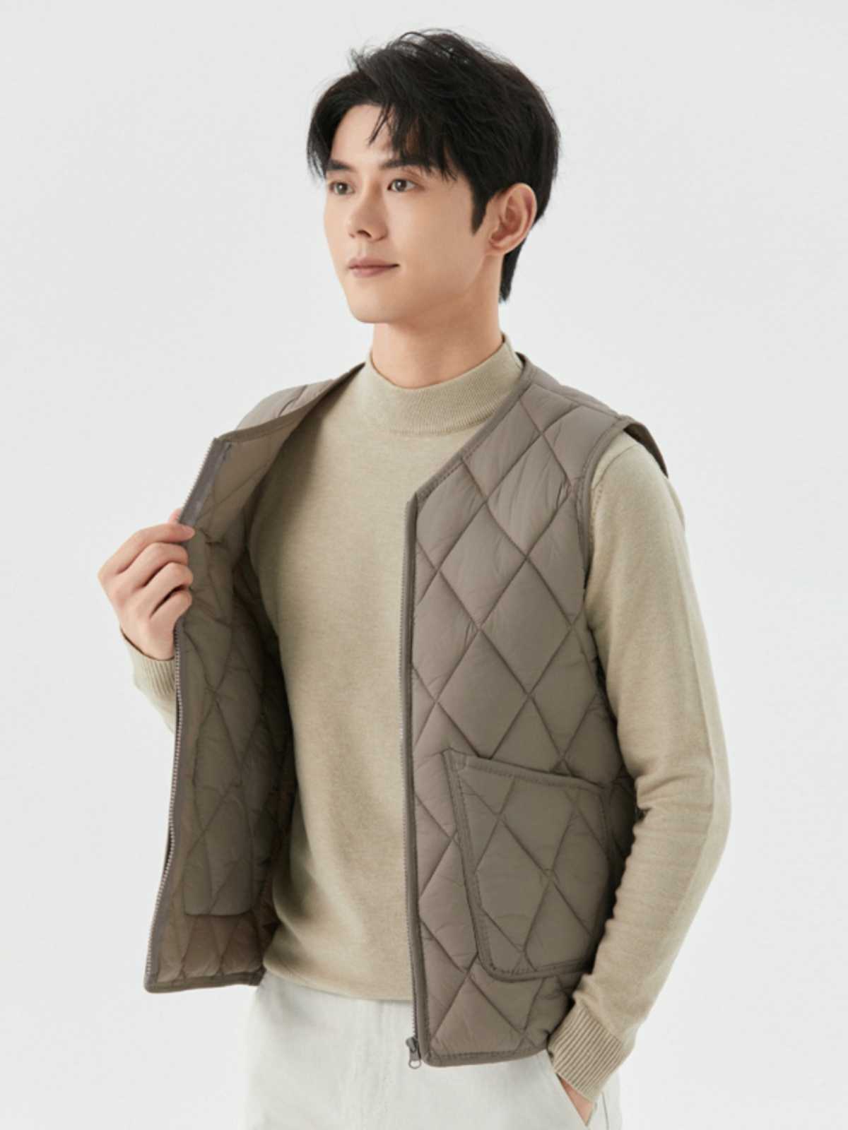 ベスト メンズ キルティング内蔵ダウンベスト