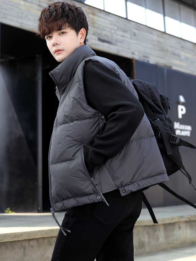 ベスト メンズ スタイリッシュ 立体キルト ダウンベスト