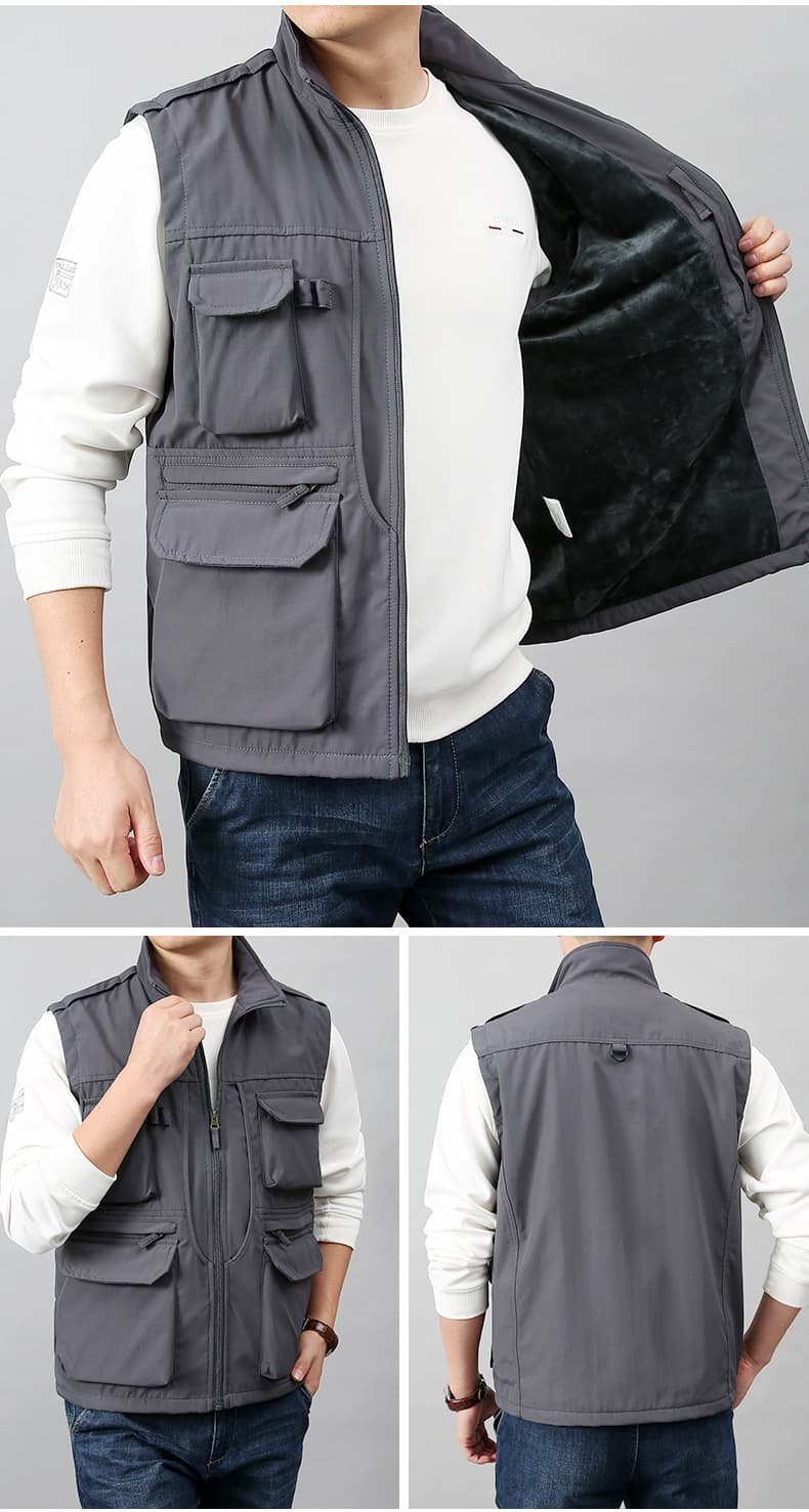 ベスト メンズ  ナイロン多機能ポケット実用ベスト