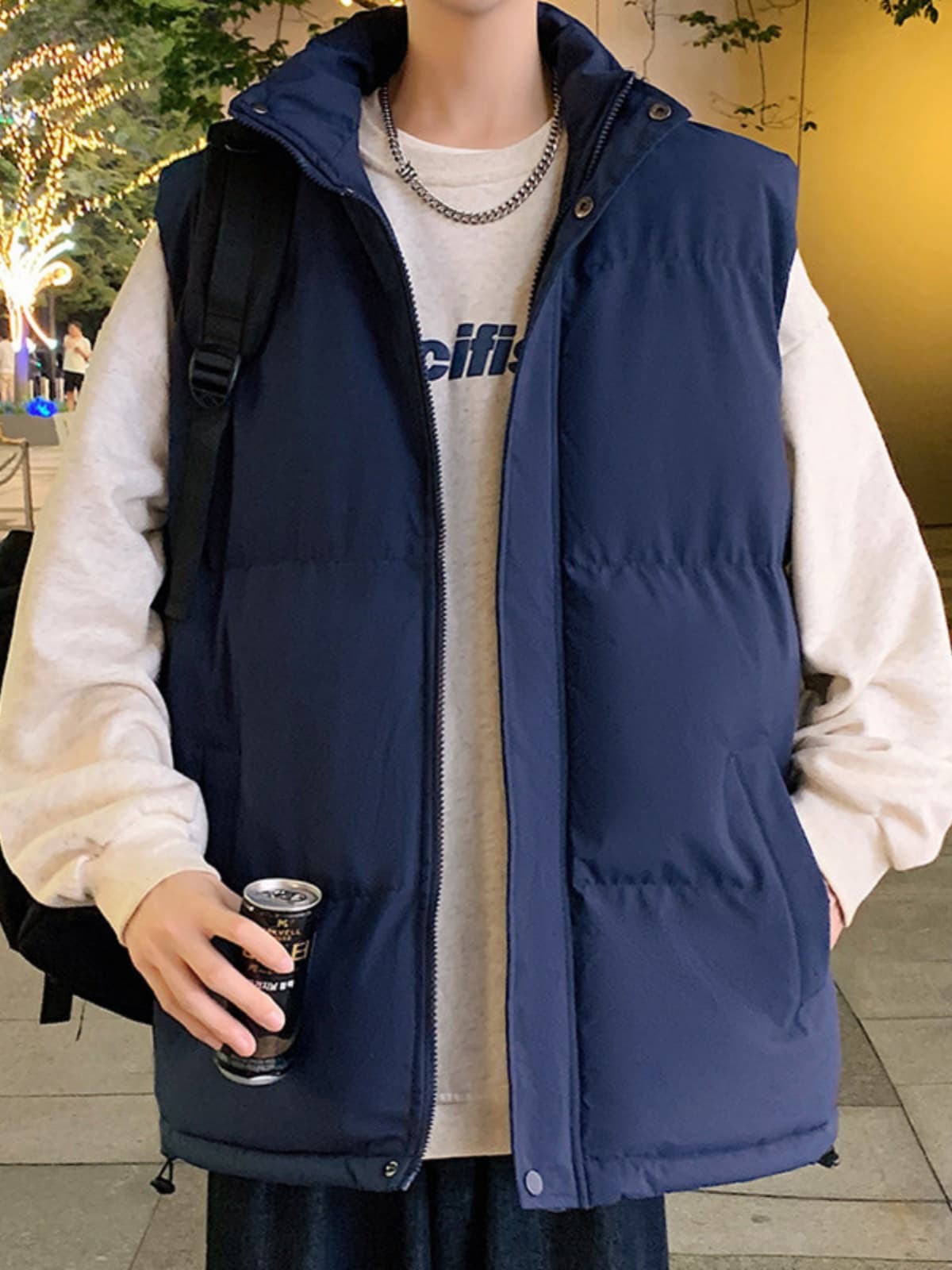 ベスト メンズ ダウン スタンドカラー 軽量ダウンベスト