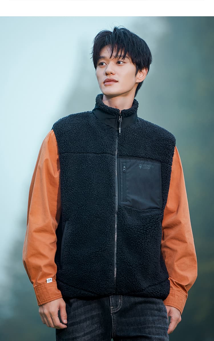 ベスト メンズ フリース もこもこ立ち襟