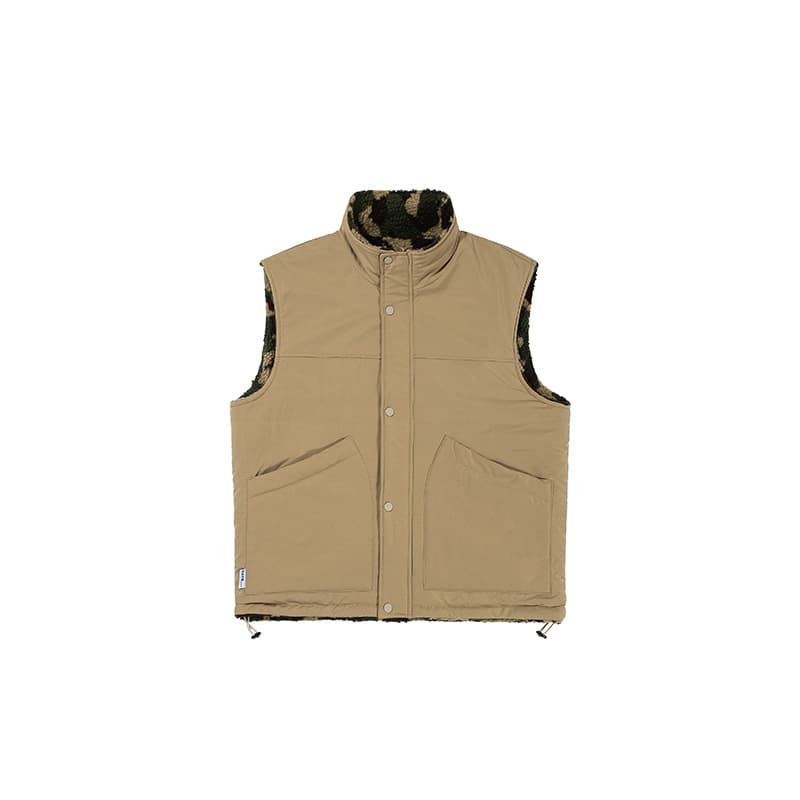 メンズ ベスト メンズ両面着用迷彩柄中綿ベスト防寒アウター