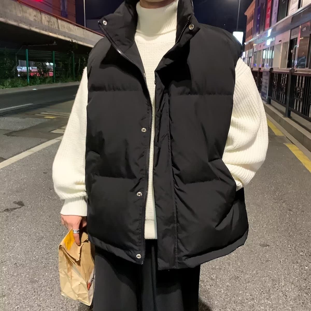 ベスト メンズ ダウン 都会派スタイル スタンドカラー ダウンベスト