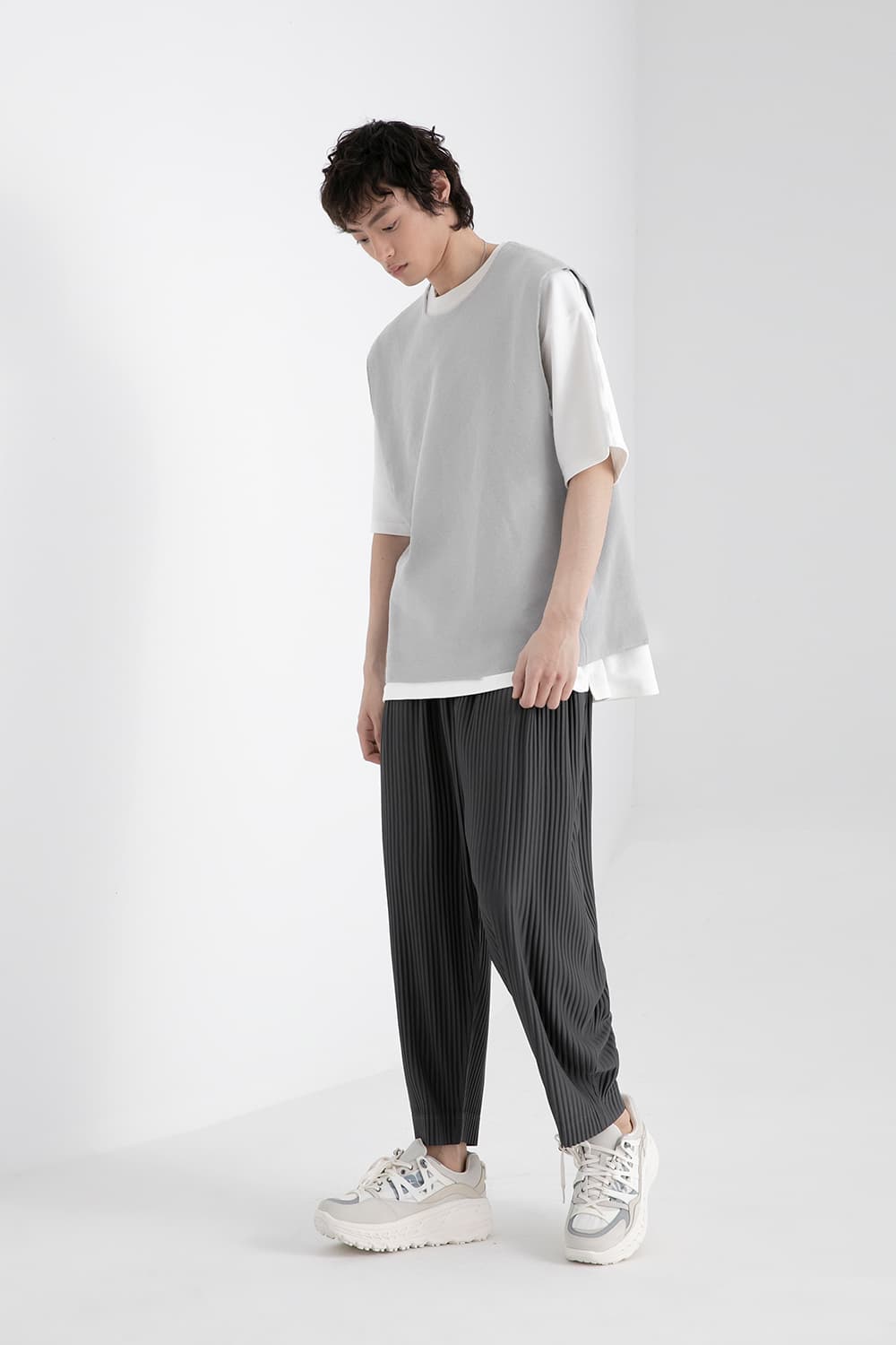 ベスト メンズ ニット シンプル涼風ニットベスト
