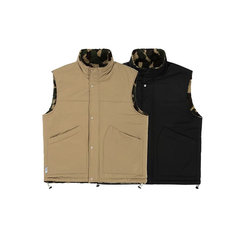 メンズ ベスト メンズ両面着用迷彩柄中綿ベスト防寒アウター